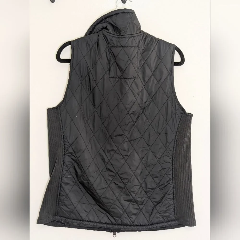 LL Bean Quilted Vest Medium Sherpa Lined Black Zip Gorp Core Classic Outdoor